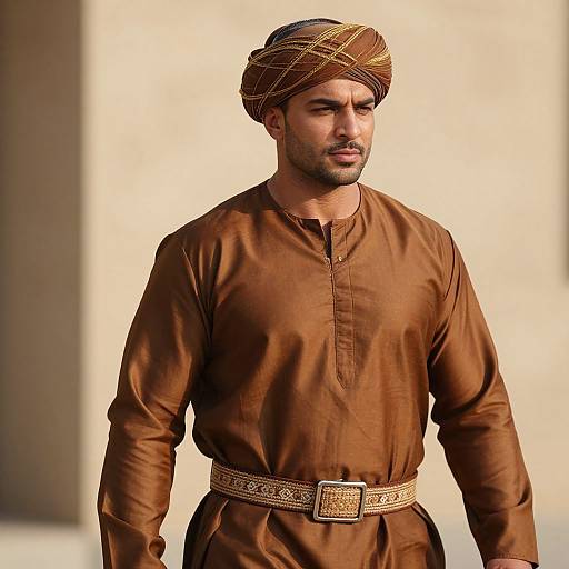 Muscular Man in Golden Turban