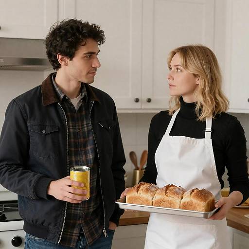 Warm Kitchen Moment with Bread and Can