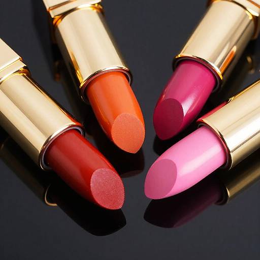 Vibrant Lipsticks on Reflective Surface
