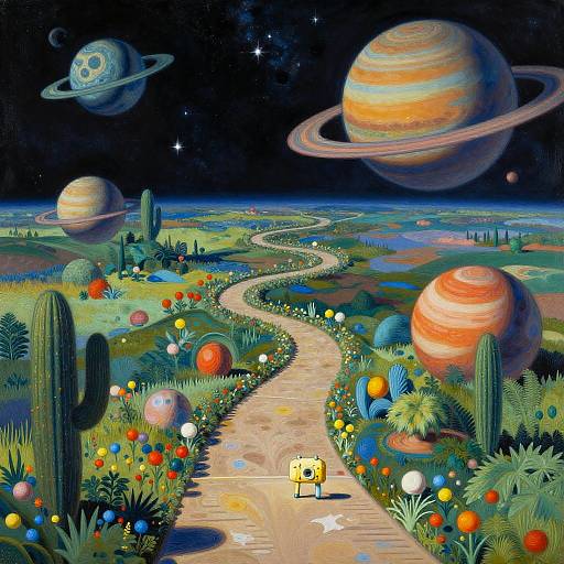 Whimsical Matte Painting of Space Path