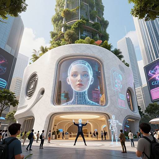 Futuristic Edutainment Museum with AI Hologram