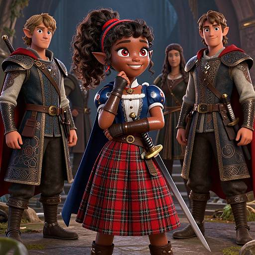 Elegant Dark-Skinned Elf Adventurer