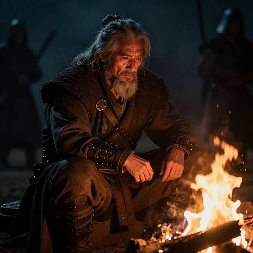 Dramatic Old Warrior by Firelight