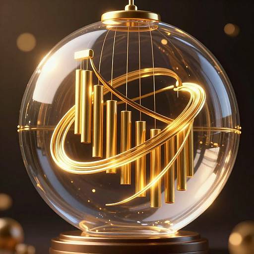 Golden Wind Chimes in Glass Sphere