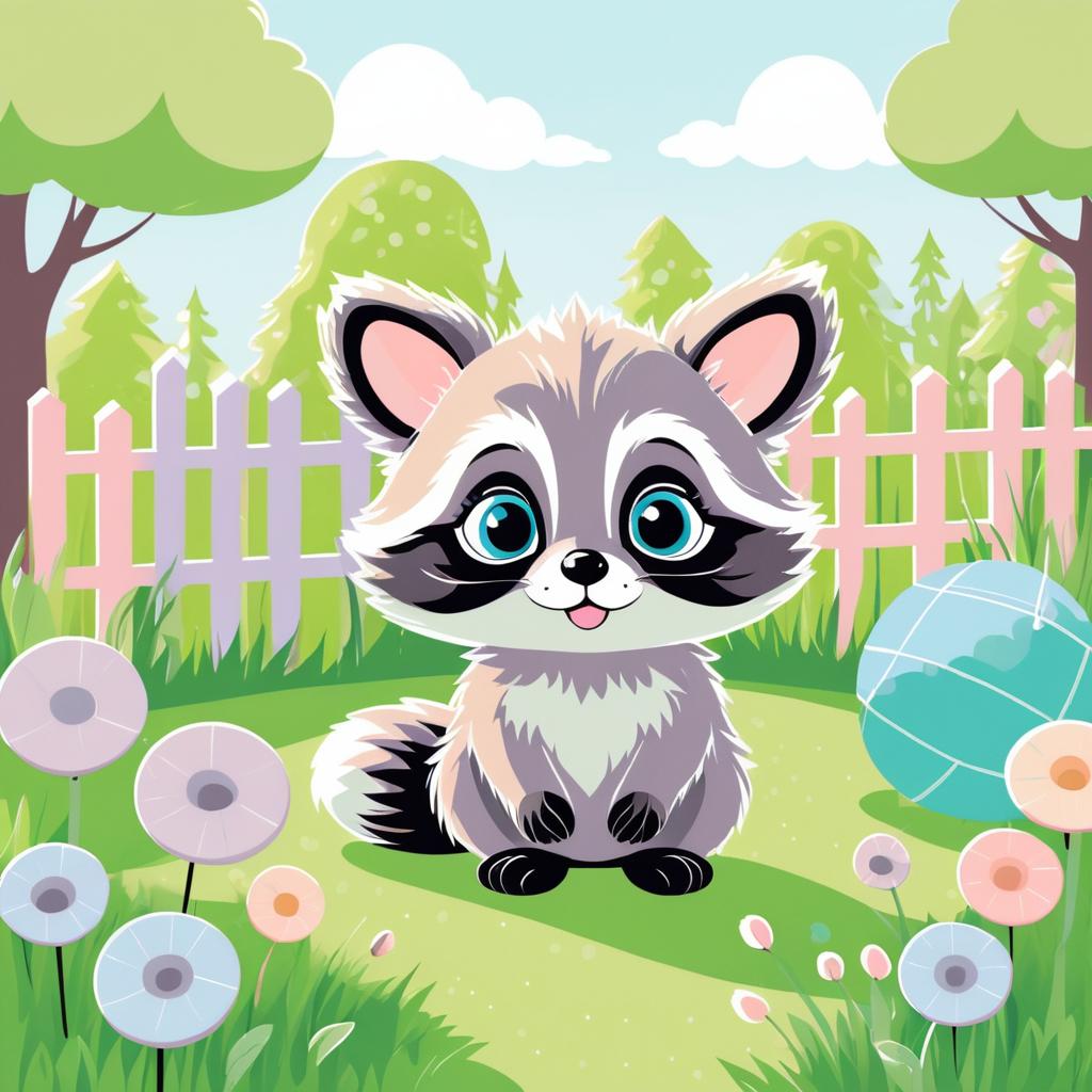 Whimsical Baby Raccoon in Pastel Colors