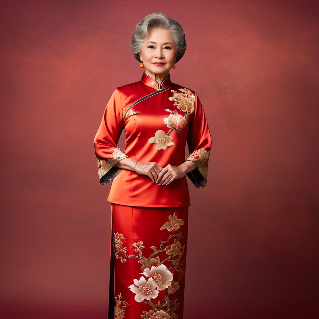 Elegant Elderly Lady in Qipao Portrait