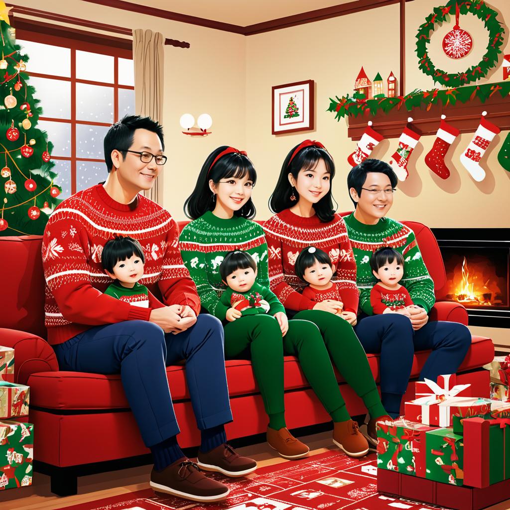 Cozy Family Christmas in Matching Sweaters