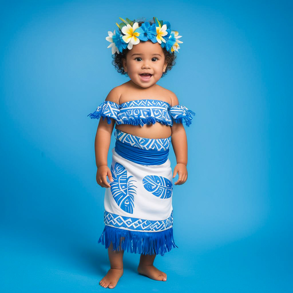 Surprised Niuean Child in Traditional Attire