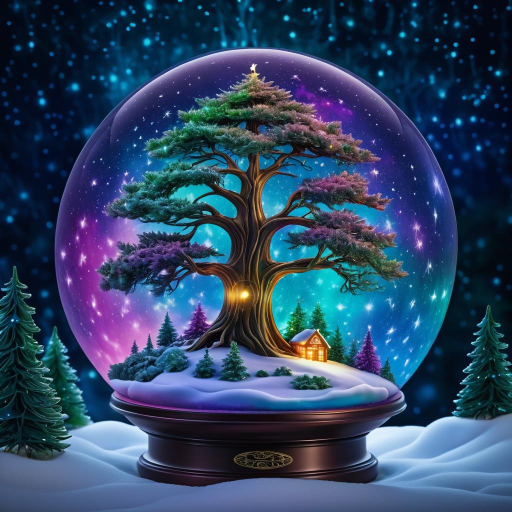 Enchanted Cedar Tree in Celestial Sphere