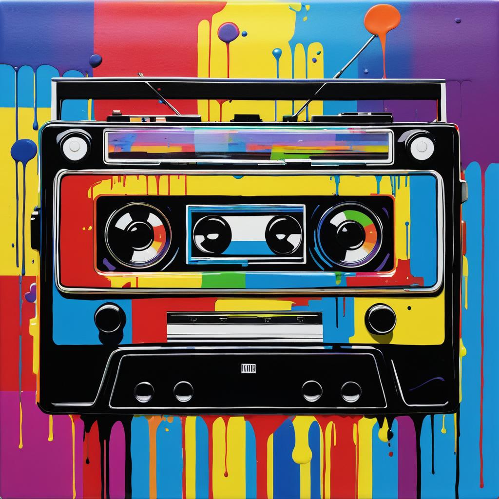 Vibrant Pop Art Cassette Player Artwork