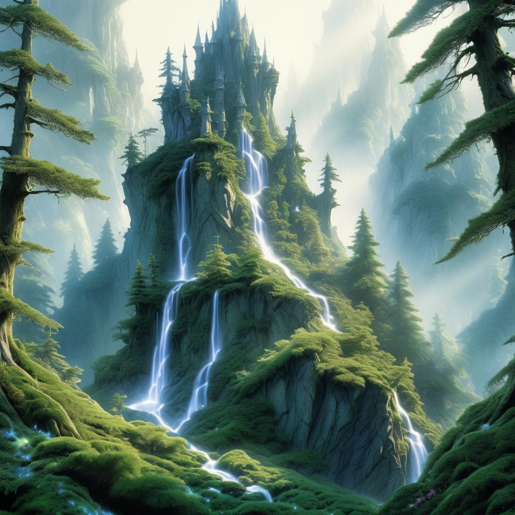 Enchanted Mountain Peak in Forest