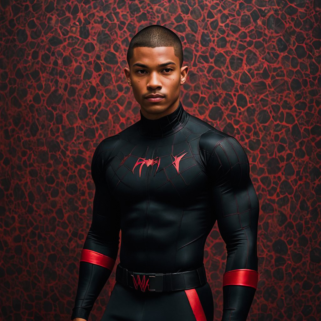 Determined Young Man in Miles Morales Outfit