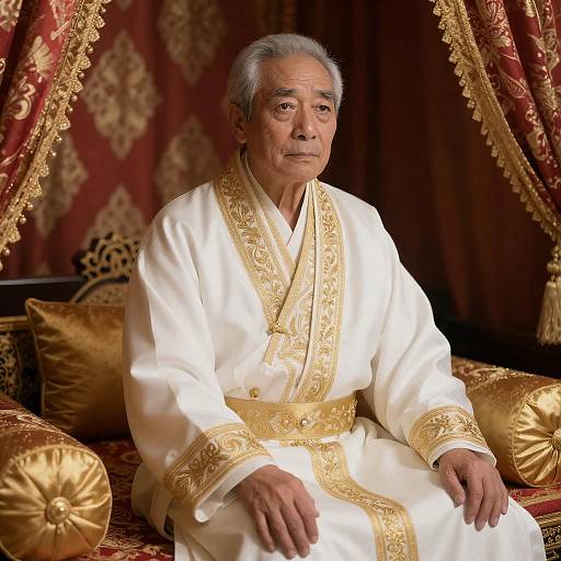 Elegant Elderly Man on Luxurious Bed