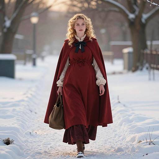 Pregnant French Revolutionary Woman in Snow