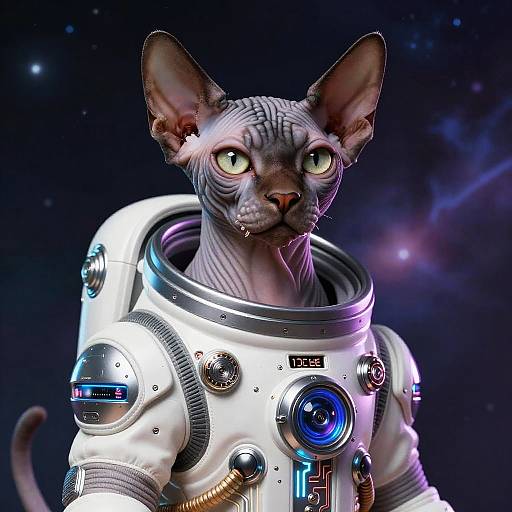 Sphinx Cat in High-Tech Spacesuit