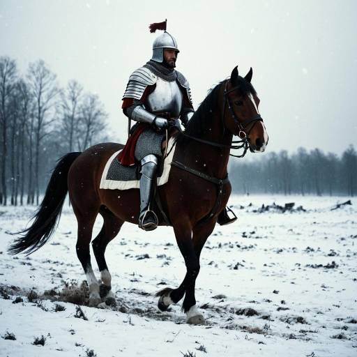 Knight on Horseback in Snowy Battlefield Knight on Horseback in Snowy Battlefield