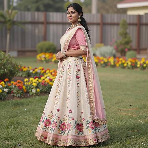 Elegant Indian Woman in Floral Garden