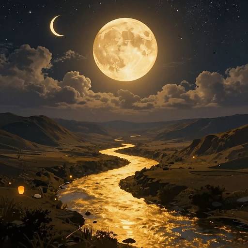 Golden River Under Celestial Moons