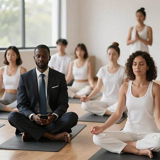 Serene Yoga Class with Diverse Attendees