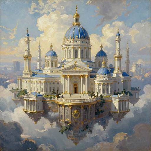 Ethereal Floating Neoclassical Sky City