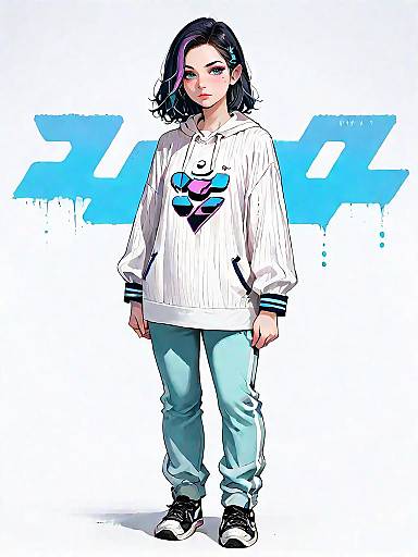 Sporty Woman in Lilac Tracksuit