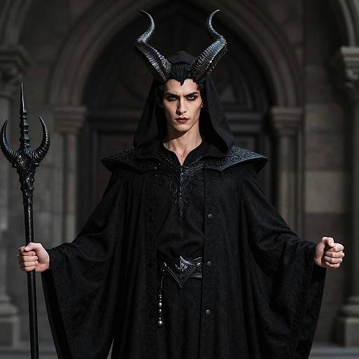 Dark Lord Male Costume with Horns