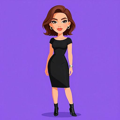 Chic Woman in Classic Black Dress