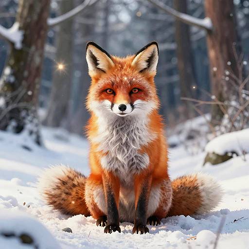 Glowing Fox in Magical Snow Forest