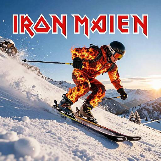 Iron Maiden Skis Gliding at Sunrise