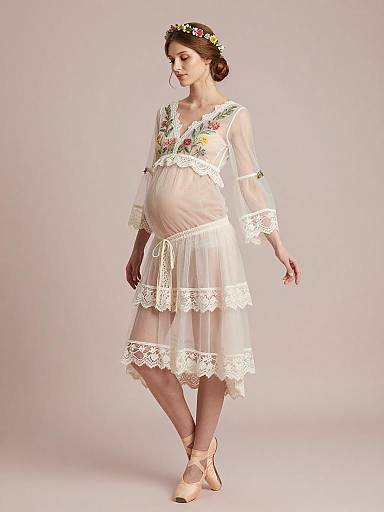 Pregnant Woman in Whimsical Maternity Dress