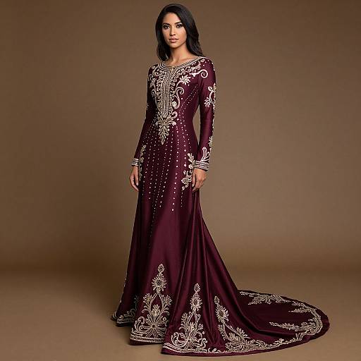 Elegant South African Burgundy Evening Gown