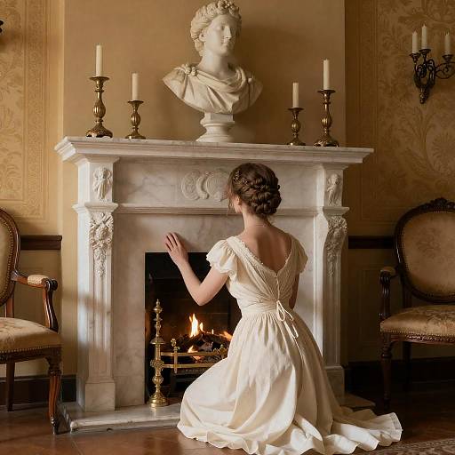 Elegance by the Fireplace: A Historical Scene