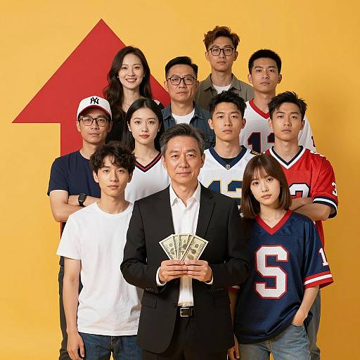 Diverse Group with Money and Arrows