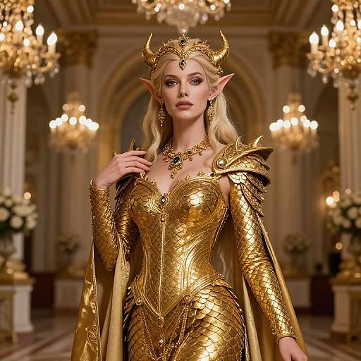 Regal Gold Dragonborn Noble Portrait