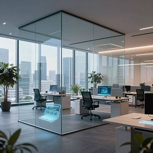 Futuristic Office with Smart Glass Walls