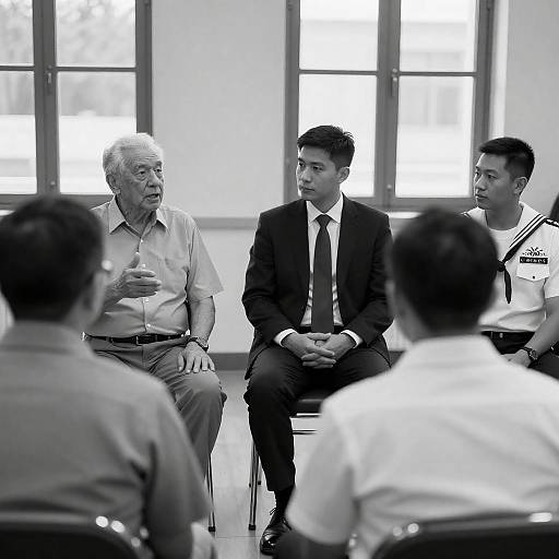 Windowlit Black-and-White Formal Meeting