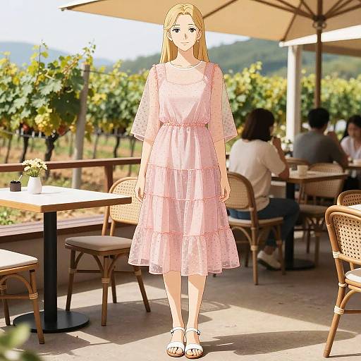 Pastel Pink Dress in Vineyard Bistro