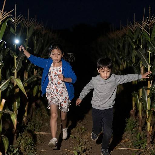 Nighttime Adventure in a Cornfield