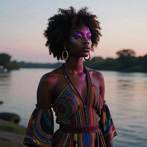 Afro-Futurist Nigerian Musician Twilight Portrait