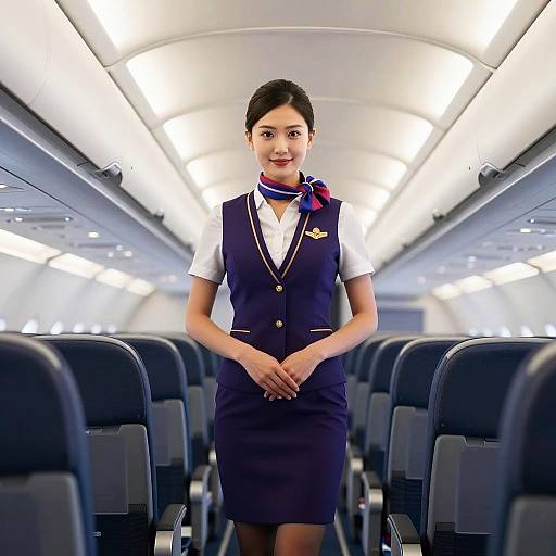 Stylish Flight Attendant in Modern Cabin