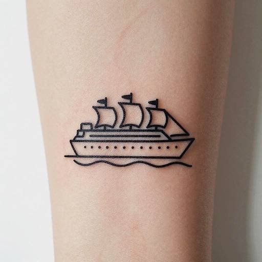 Minimalist Cruise Ship Tattoo Design