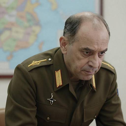 Serious Older Man in Military Uniform