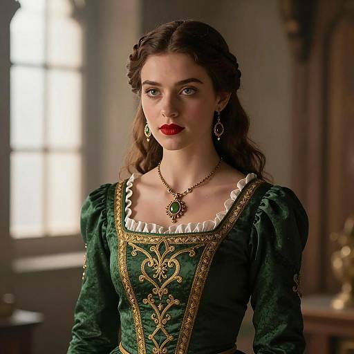 Medieval Fantasy Woman in Green Dress