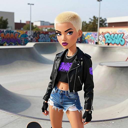 Edgy Athletic Woman in Skate Park