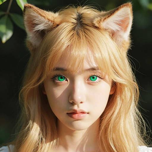 Blonde Cat-Eared Girl Portrait