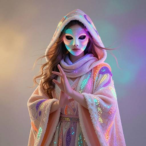 Ethereal Axolotl-Inspired Neon Cloak