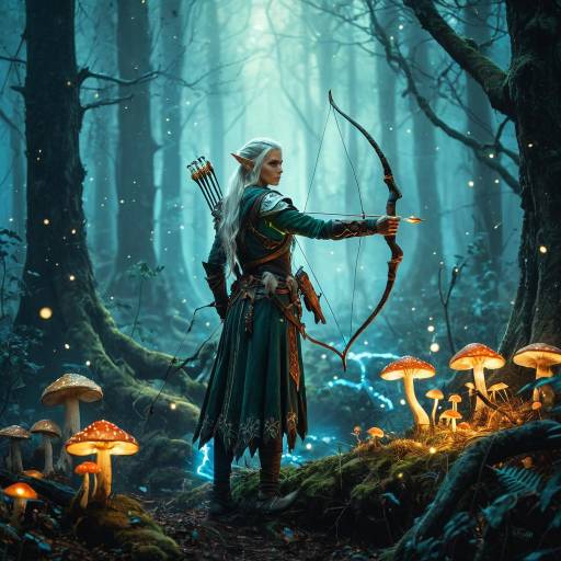Ethereal Elf Archer in Enchanted Forest