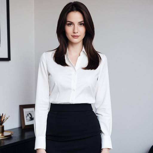 Brunette Woman in Elegant Office Attire