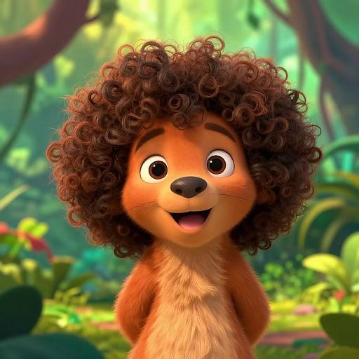 Playful Curly-Haired Disney Sidekick