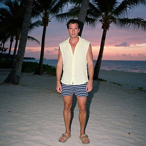 Man Relaxing at Tropical Sunset Oasis